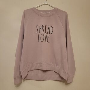 Rae Dunn lounge sweatshirt "Spread Love ",‎ Pink,L